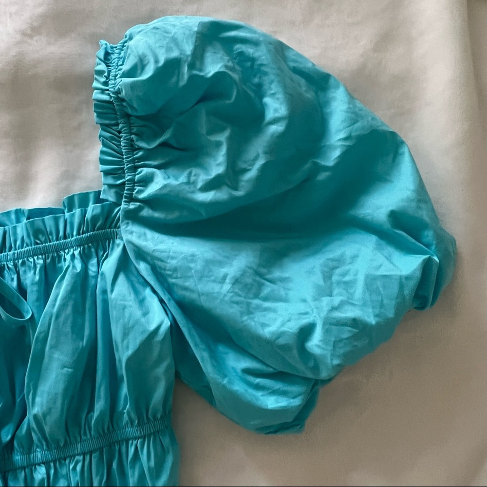 NEW UK BRAND SEXY CROP TOP WITH PUFF SLEEVES - Picture 4 of 5